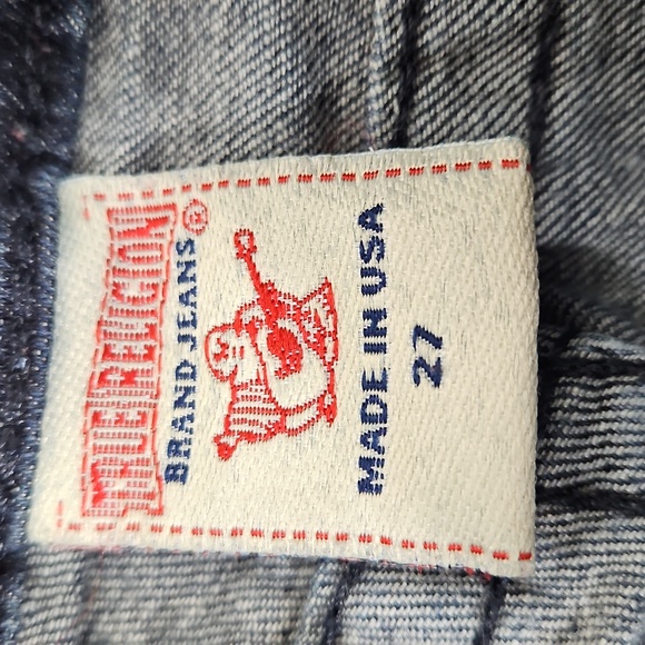 True Religion Straight W Flap Crystal Button Voyager WAK572E75 Jeans Sz 27 - Picture 6 of 11